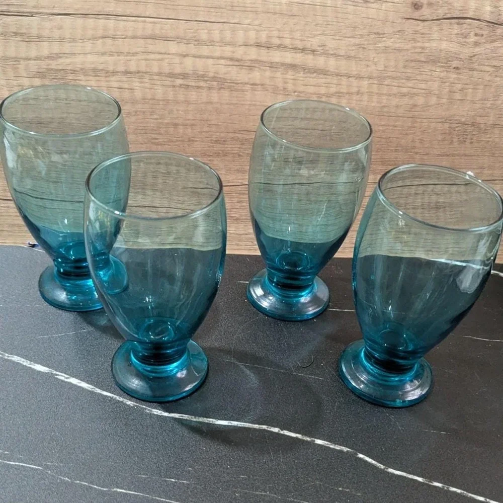 barware Blue Footed Drinking Glasses‎  5.5